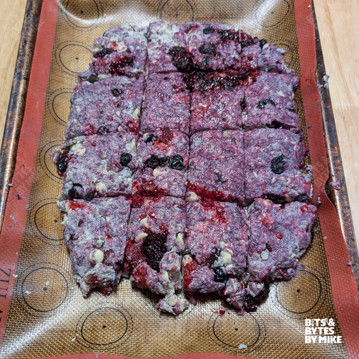 Photo of scones on baking sheet cut up